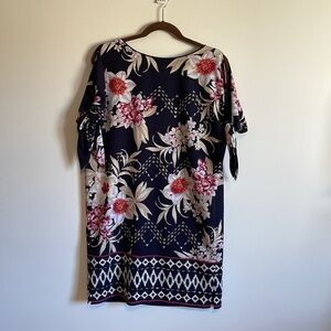 Vince Camuto Shift Dress 4 Open Sleeve Tie Pink Floral Summer Chic Aesthetic